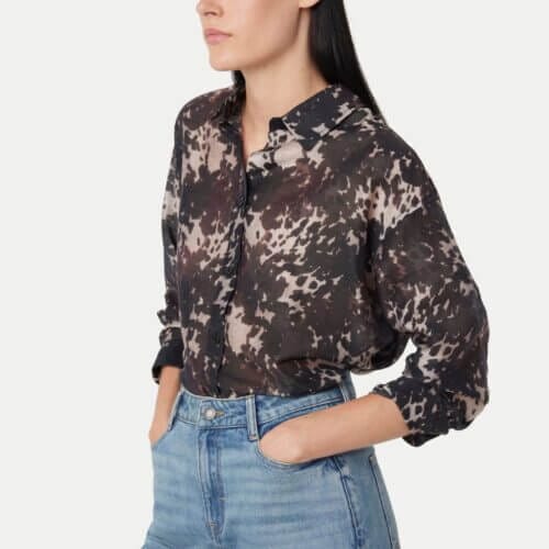 Frank And Oak The Printed Sheer Shirt in Black