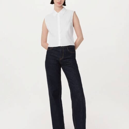 Frank And Oak The Sleeveless Crisp Poplin Shirt in White