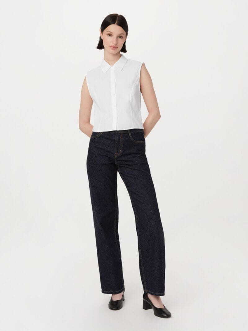 Frank And Oak The Sleeveless Crisp Poplin Shirt in White