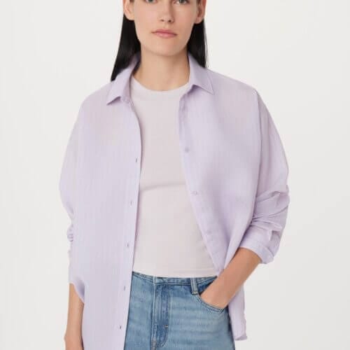 Frank And Oak The Textured Sheer Shirt in Lilac