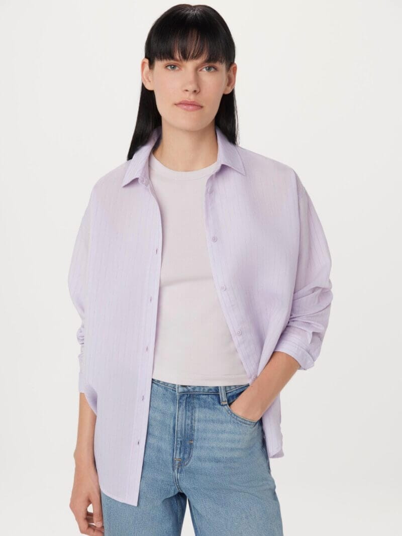 Frank And Oak The Textured Sheer Shirt in Lilac