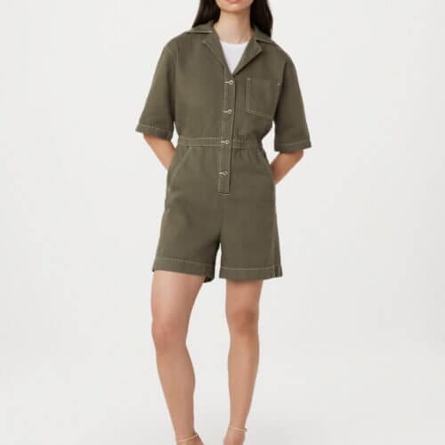 Frank And Oak The Utility Romper in Green