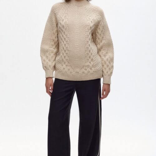 Kotn Women's Cable Sweater in Moon, Size XS