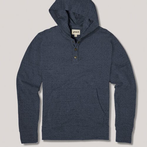 Men's French Navy Heather Legacy Waffle Pullover Hoodie L