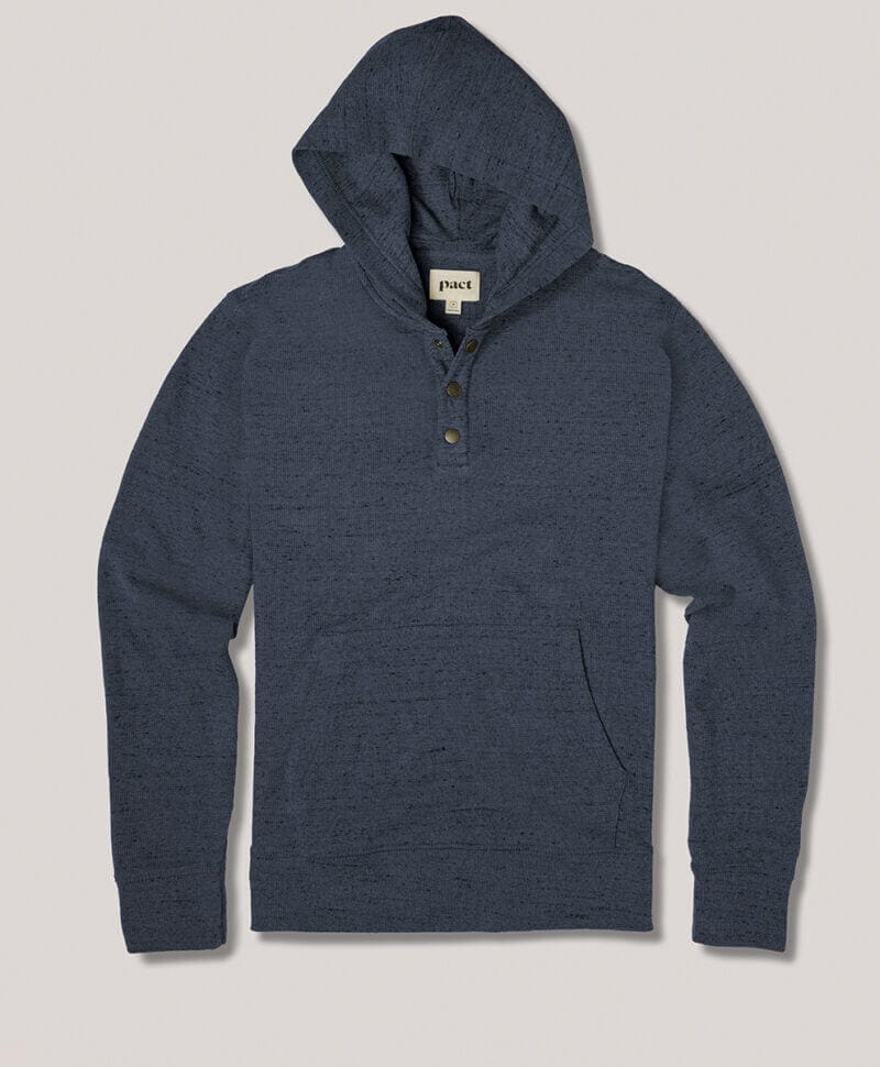 Men's French Navy Heather Legacy Waffle Pullover Hoodie L