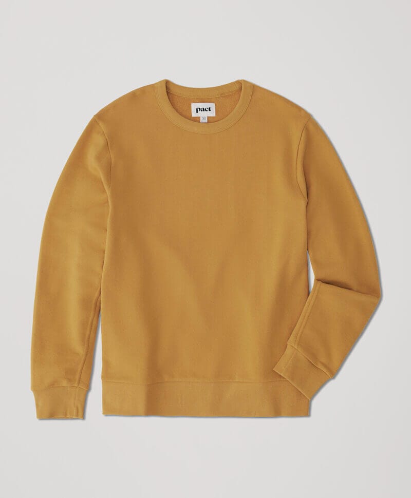 Men's Mustard Essential Loopback Terry Crew Sweatshirt XL