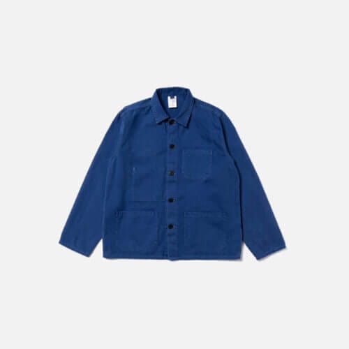 Nudie Jeans Buddy Herringbone Chore Jacket Blue Men's Organic Jackets X Small Sustainable Clothing