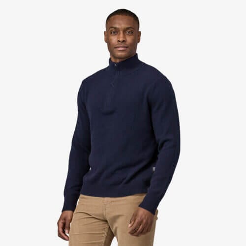 Patagonia Men's Recycled Cashmere 1/4-Zip Sweater in Navy Blue, XS - Outdoor Sweaters - Recycled Cashmere/Wool/Pfas