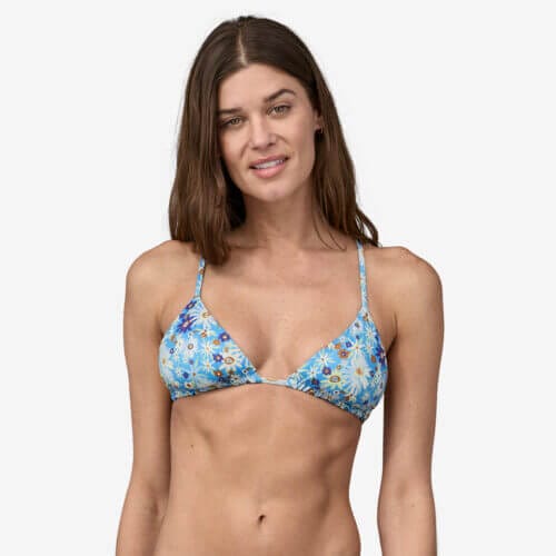 Patagonia Women's Upswell Triangle Bikini Top in Wavy Blue, Medium - Surf Bikinis & Swimwear - Recycled Nylon/Recycled Polyester/Nylon