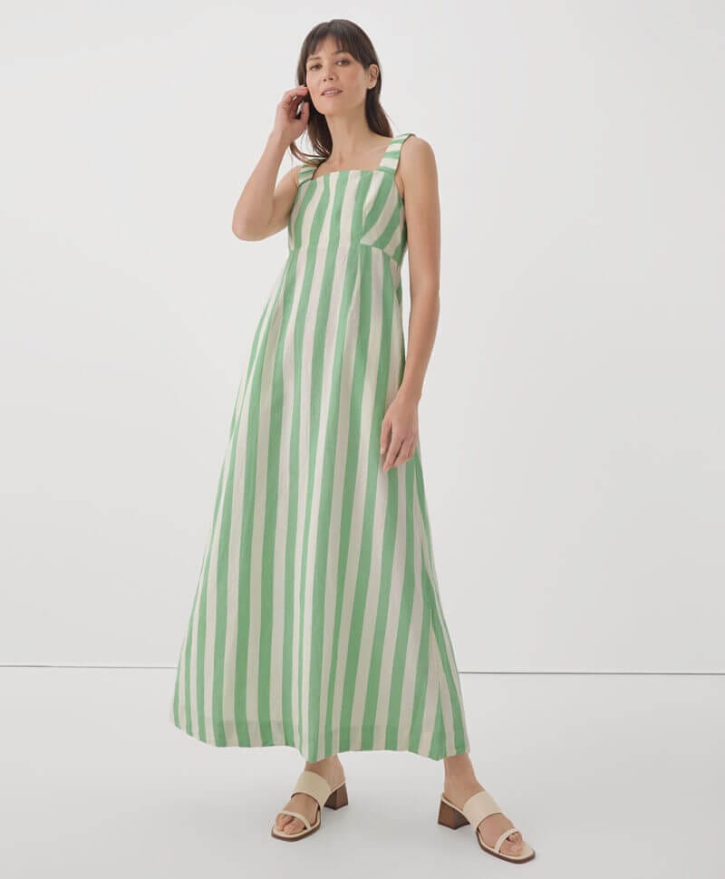 Women's Jade Stripe Canopy Linen Blend Tank Dress S