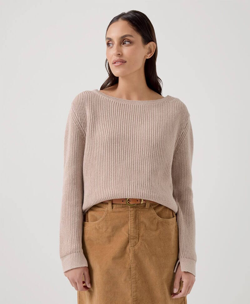 Women's Oat Luxe Knit Boatneck Sweater XS