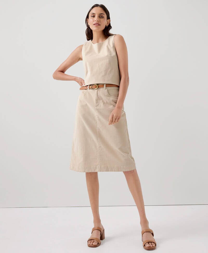 Women's Sandshell Modern Corduroy Midi Skirt XS