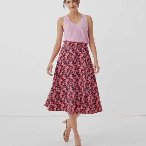 Women's Sweet Floral Cayenne Fit & Flare Midi Skirt 2XL