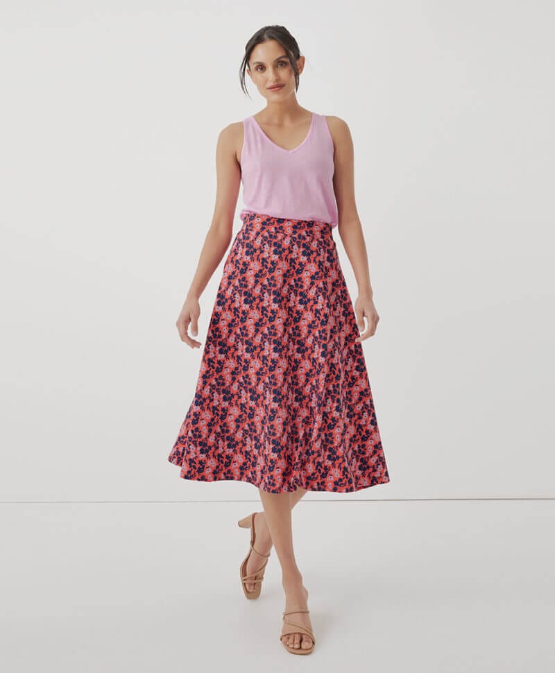 Women's Sweet Floral Cayenne Fit & Flare Midi Skirt 2XL