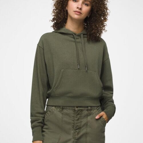 Women's prAna Cozy Up Crop Hoodie - Rye Green Heather