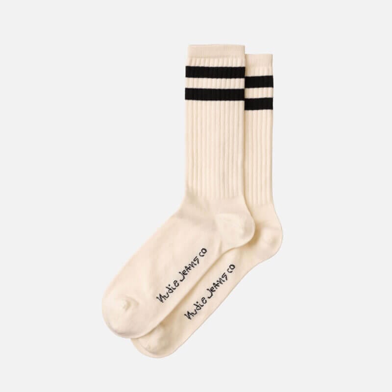 Nudie Jeans Amundsson Sport Socks Offwhite Men's Organic Socks One Size Sustainable Clothing