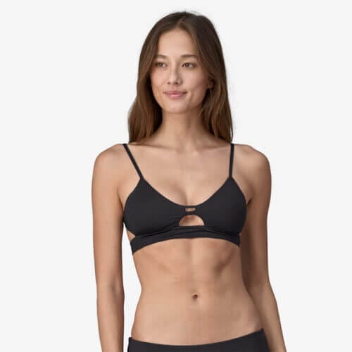 Patagonia Women's Focal Point Bikini Top in Ink Black, Small - Surf Bikinis & Swimwear - Recycled Nylon/Recycled Polyester