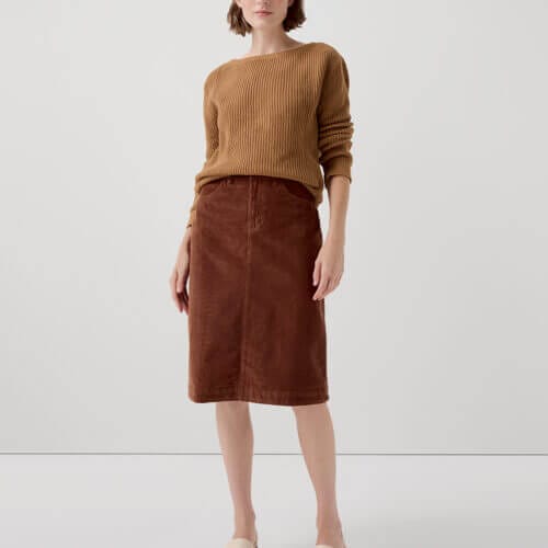 Women's Mahogany Modern Corduroy Midi Skirt 2XL