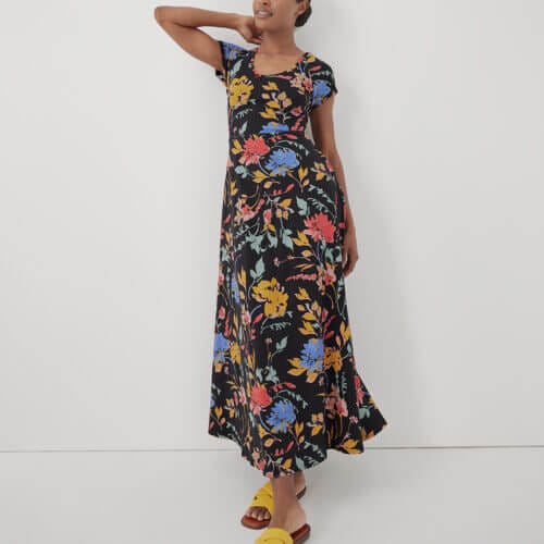 Women's Nightfall Blooms Fit & Flare Crossback Maxi Dress XS