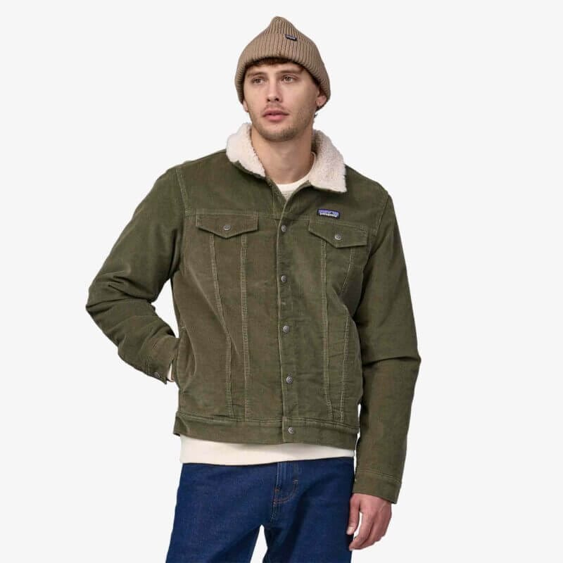 Patagonia Men's Fleece Pile-Lined Trucker Jacket in Basin Green