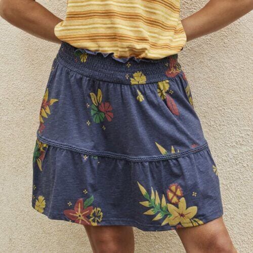 Marigold Ruffle Skirt True Navy Lg Floral Print / S