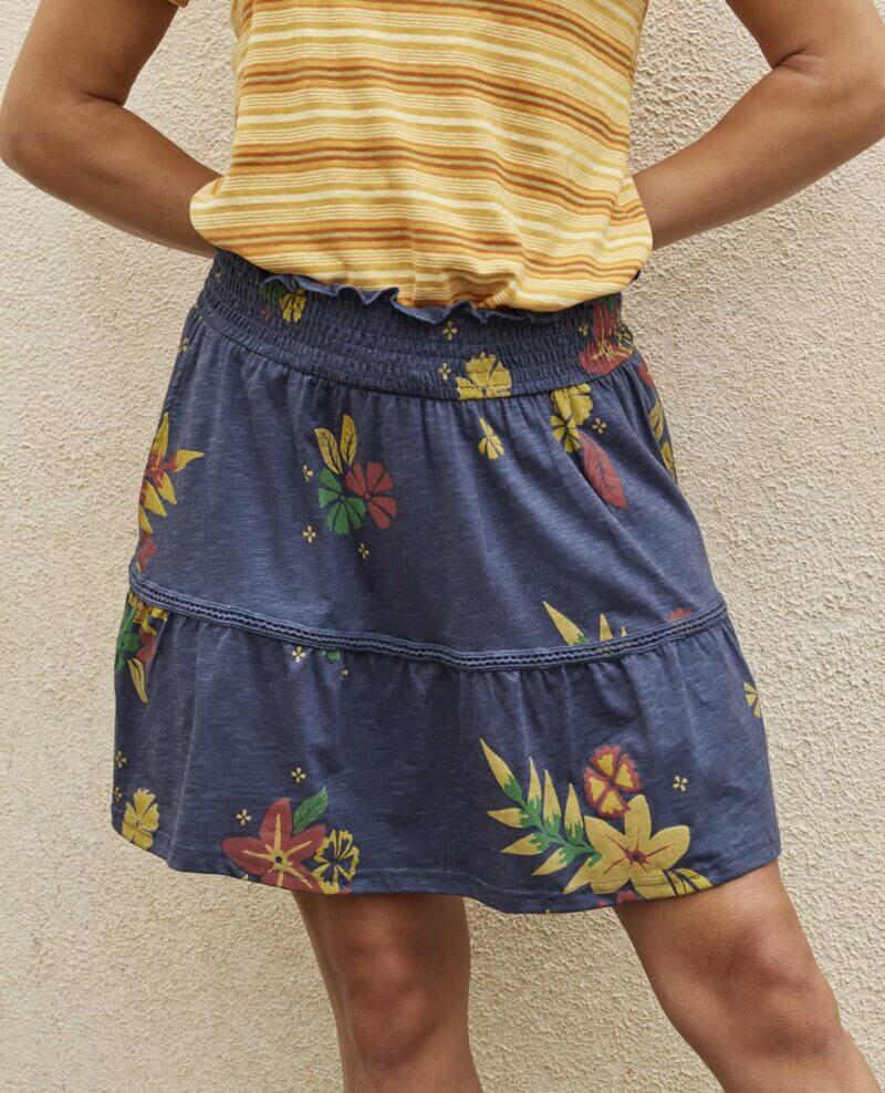 Marigold Ruffle Skirt True Navy Lg Floral Print / S