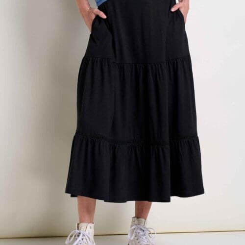 Marigold Tiered Midi Skirt Black / M