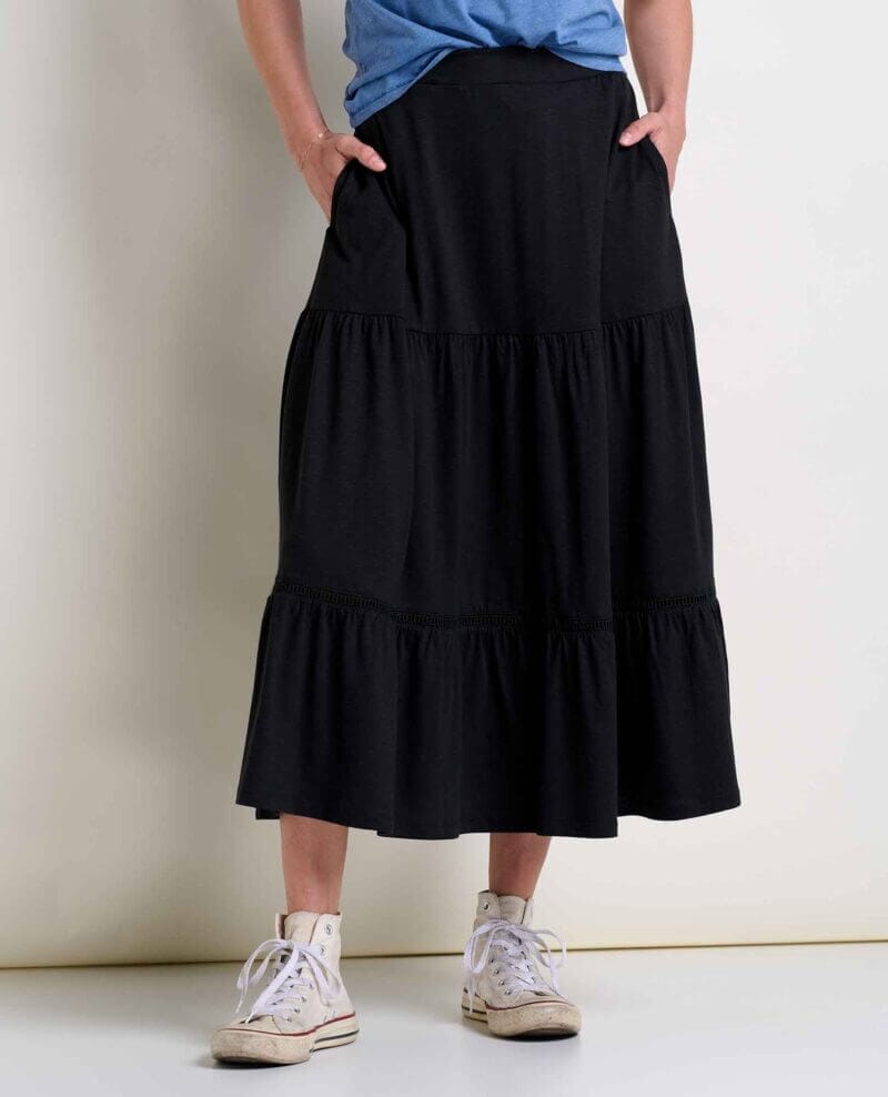 Marigold Tiered Midi Skirt Black / M