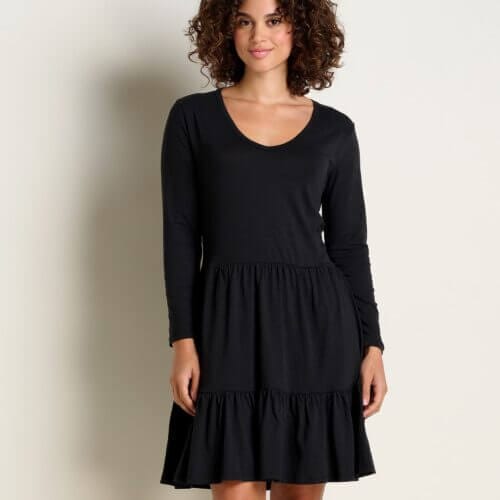 Marley Tiered Long Sleeve Dress Black / XS