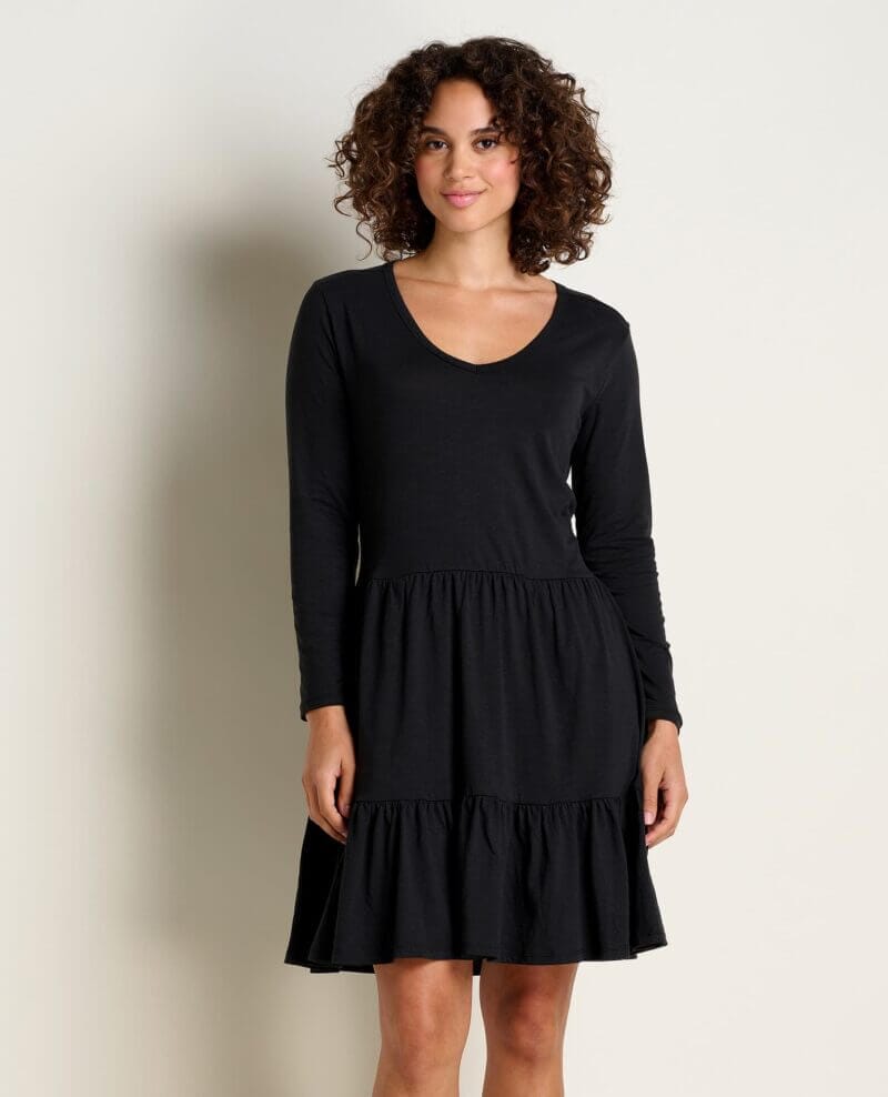 Marley Tiered Long Sleeve Dress Black / XS