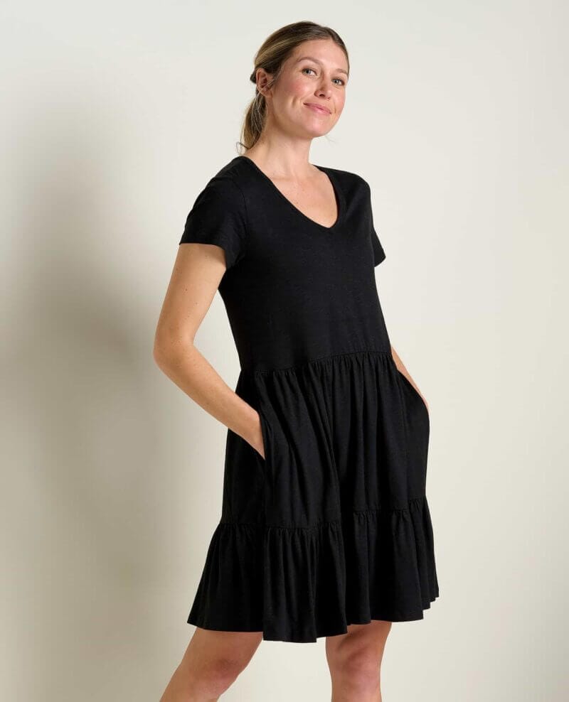 Marley Tiered Short Sleeve Dress Black / XS