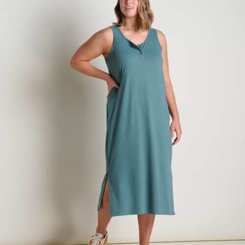 Piru Henley Midi Tank Dress Silver Pine / L