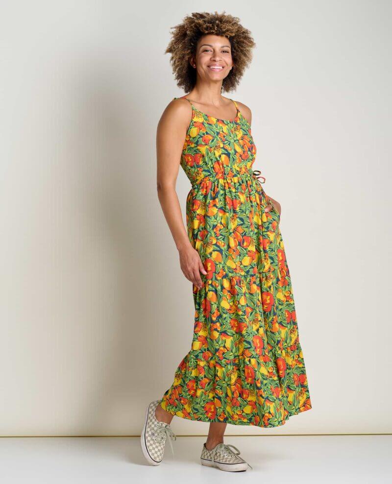 Sunkissed Tiered Sleeveless Dress Midnight Fruit Print / XS