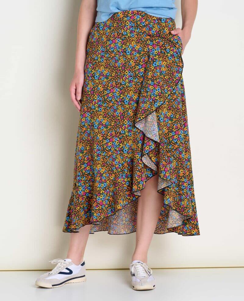 Sunkissed Wrap Skirt Black Micro Floral Print / M