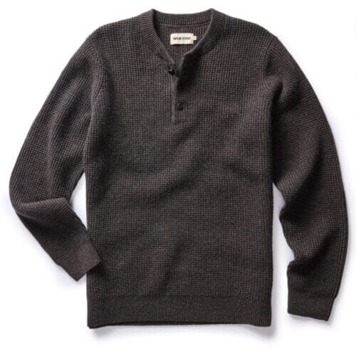 The Sidecountry Sweater in Heather Coffee Merino Waffle