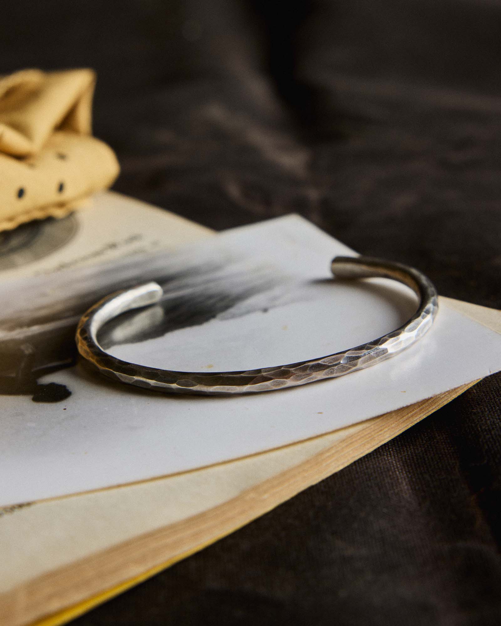 Hammered Cuff in Sterling Silver by Taylor Stitch