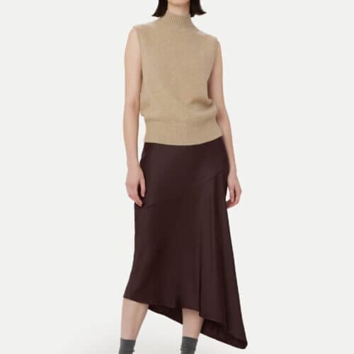 Frank And Oak The Asymmetrical Midi Skirt in Dark Chocolate