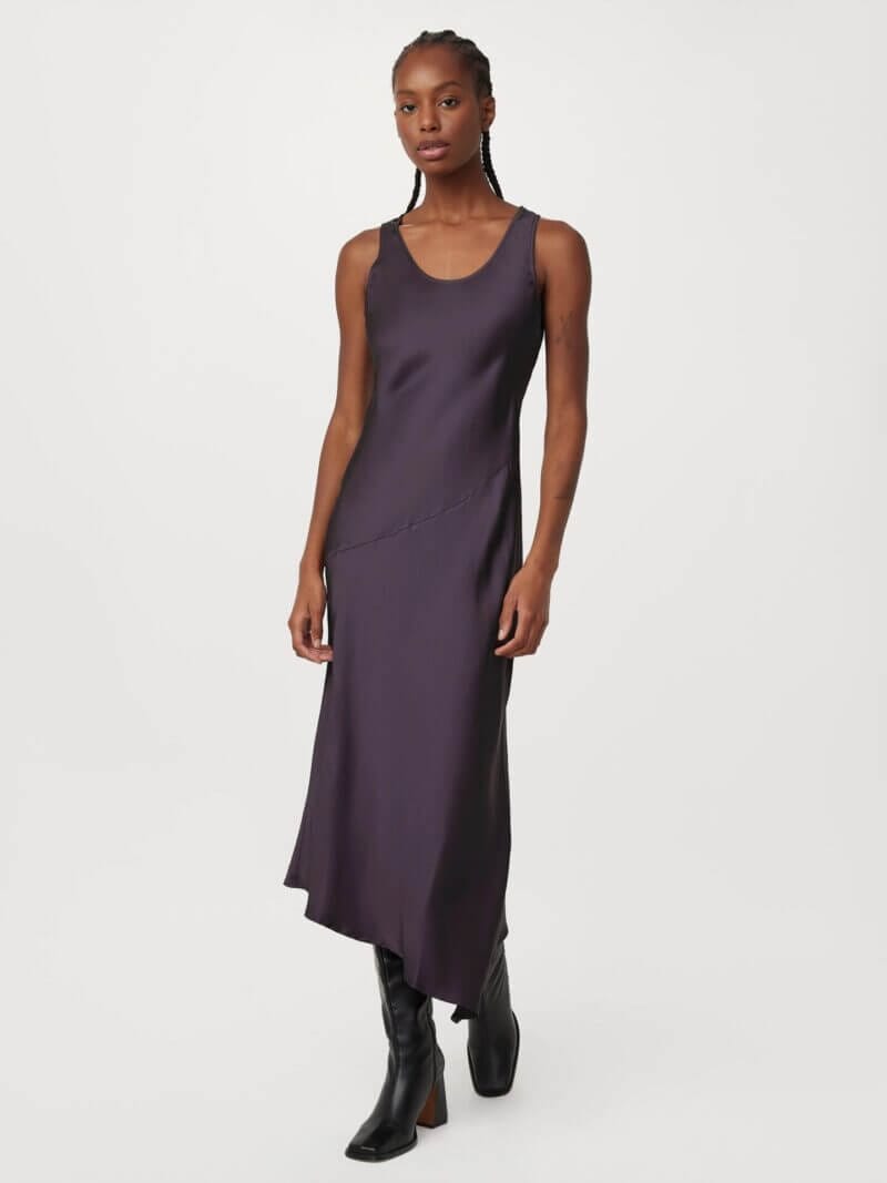 Frank And Oak The Asymmetrical Slip Dress in Dark Purple