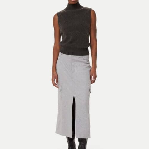 Frank And Oak The Cargo Midi Skirt in Light Grey