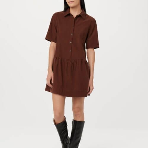 Frank And Oak The Corduroy Shirt Dress in Pinot Noir