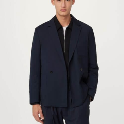 Frank And Oak The Double Breasted Jacket in Deep Blue