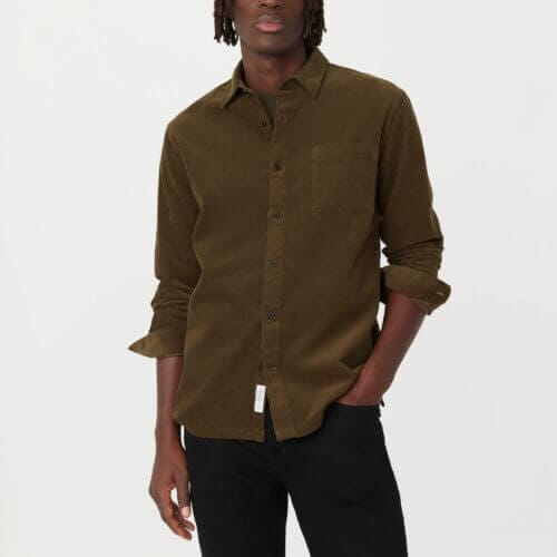 Frank And Oak The Fine Corduroy Shirt in Tuscany Green