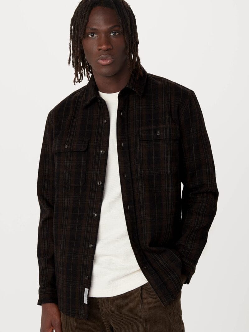 Frank And Oak The Heavy Flannel Shirt in Deep Blue