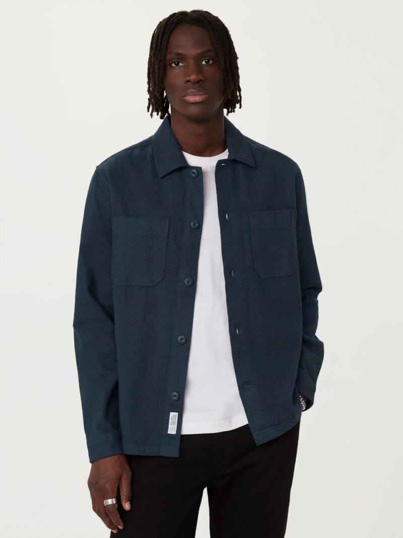 Frank And Oak The Kapok Flannel Shirt in Midnight Blue