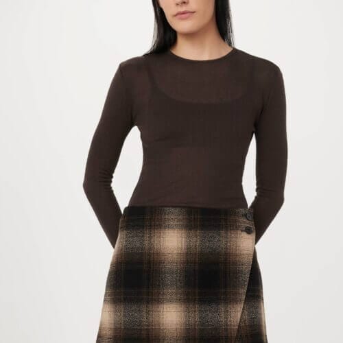 Frank And Oak The Mini Wrap Skirt in Dark Chocolate