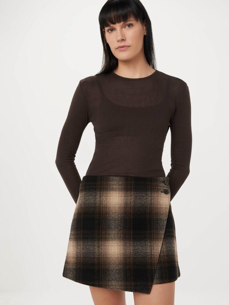 Frank And Oak The Mini Wrap Skirt in Dark Chocolate