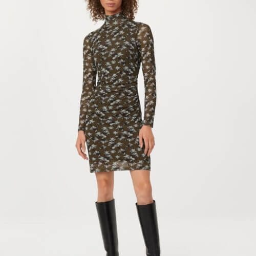 Frank And Oak The Mock Neck Mini Dress in Dark Olive