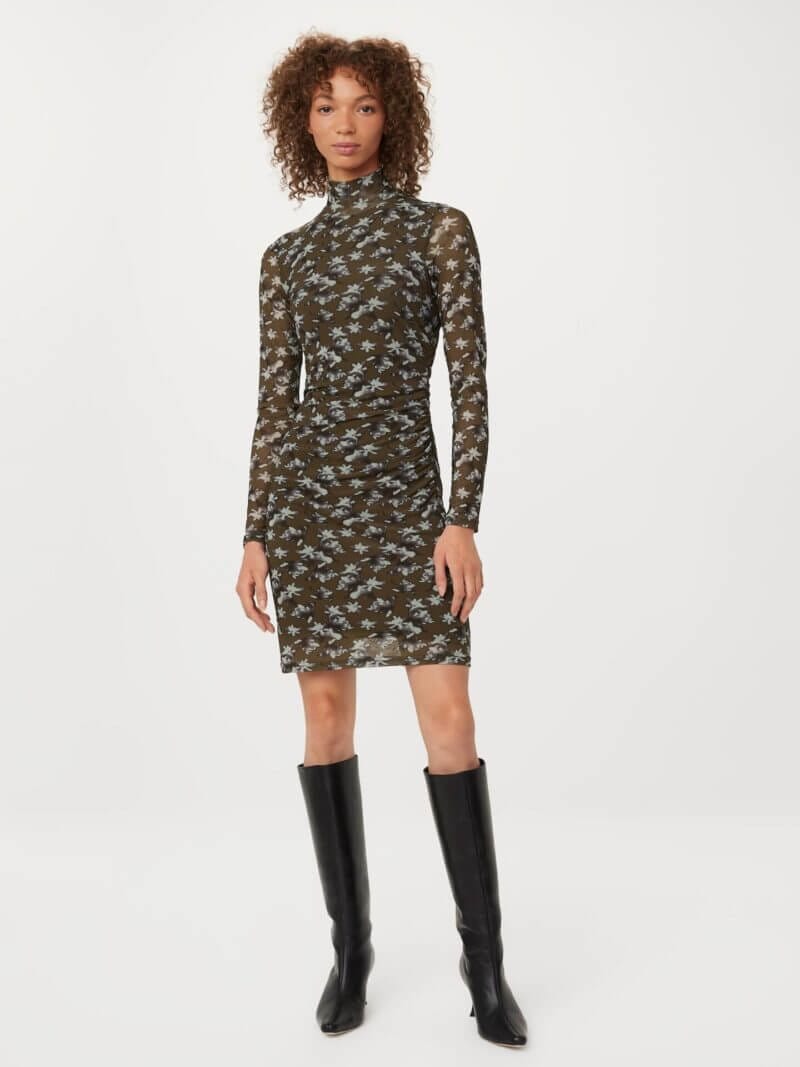 Frank And Oak The Mock Neck Mini Dress in Dark Olive