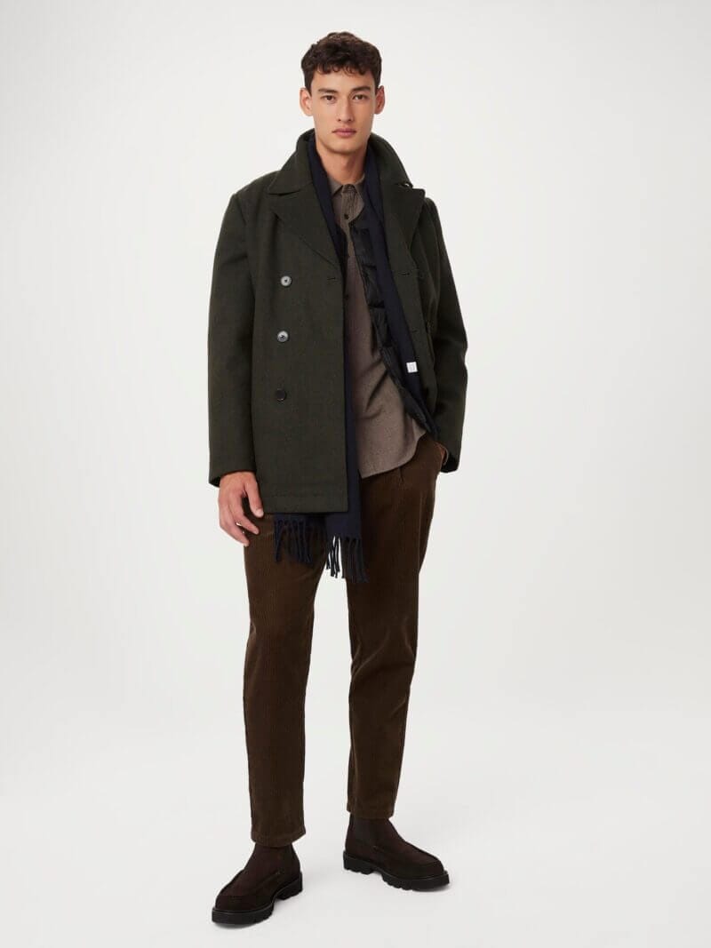 Frank And Oak The Nelson Recycled Wool Peacoat in Rosin