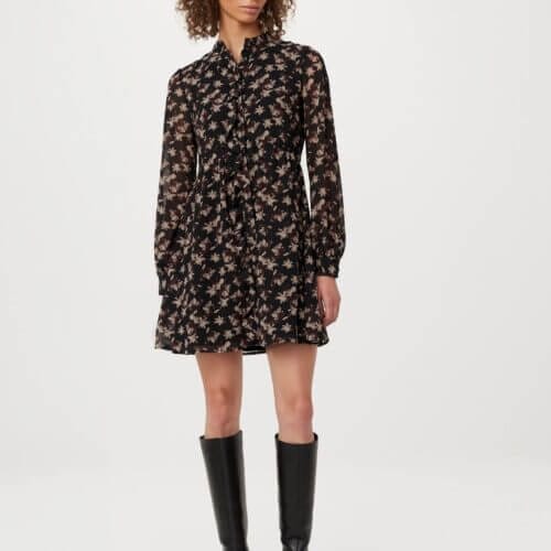 Frank And Oak The Printed Chiffon Dress in Black